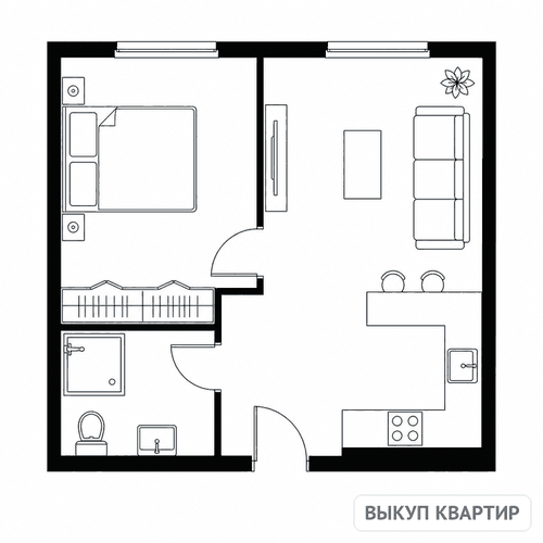 Планировка — 1-комн · 38 м² · панель
