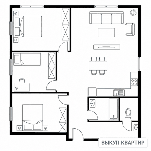 Планировка — 3-комн · 72 м²